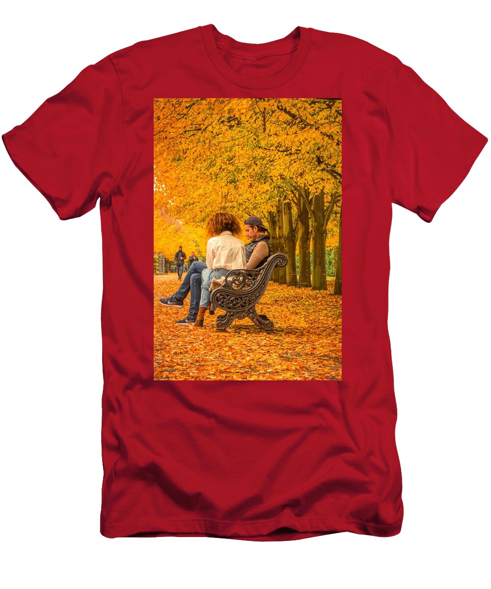 Regents Park T-Shirt featuring the photograph Young Lovers Regents Park by Raymond Hill