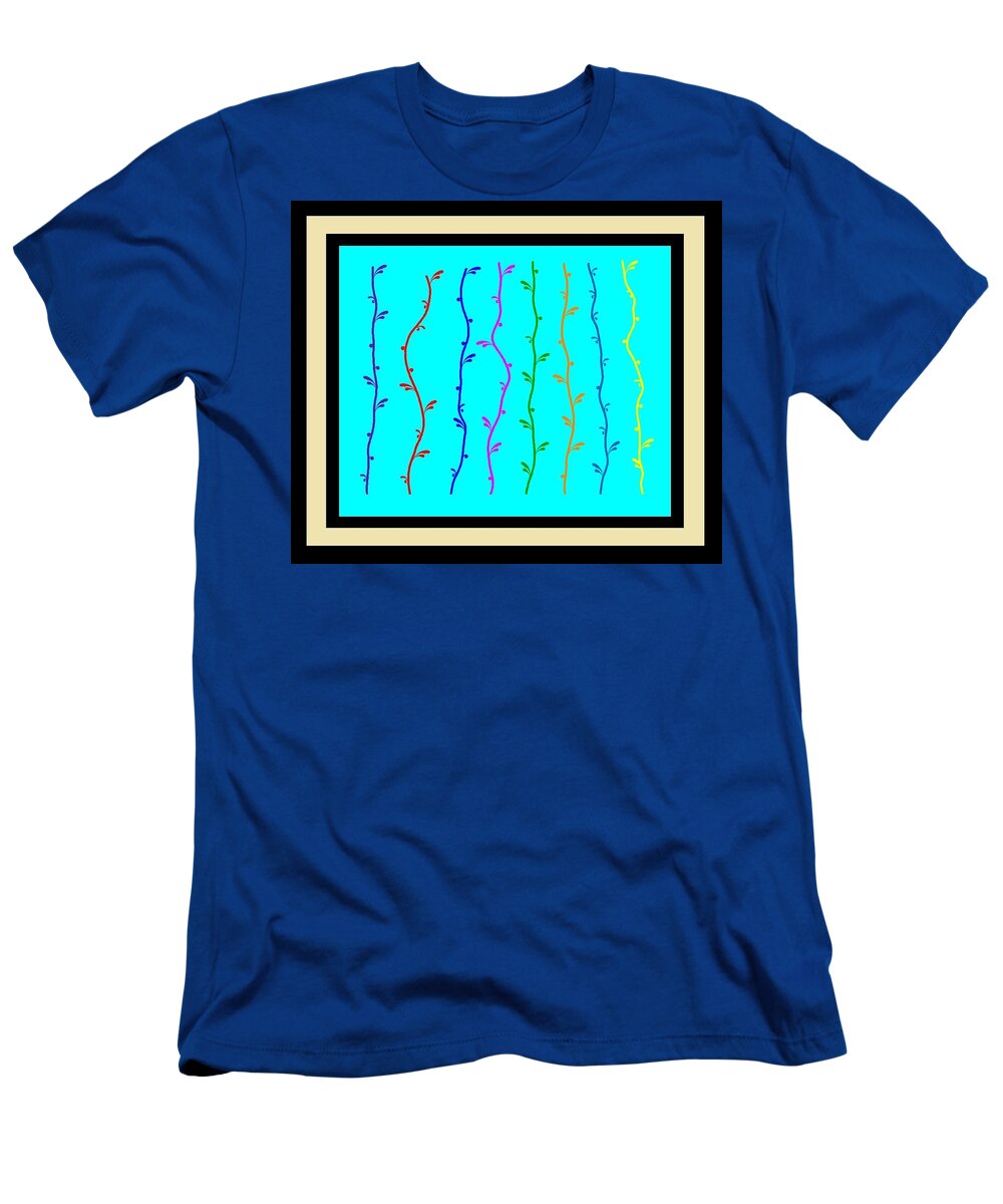 Color T-Shirt featuring the painting Colorful Art Deco Vines #1 by Bruce Nutting