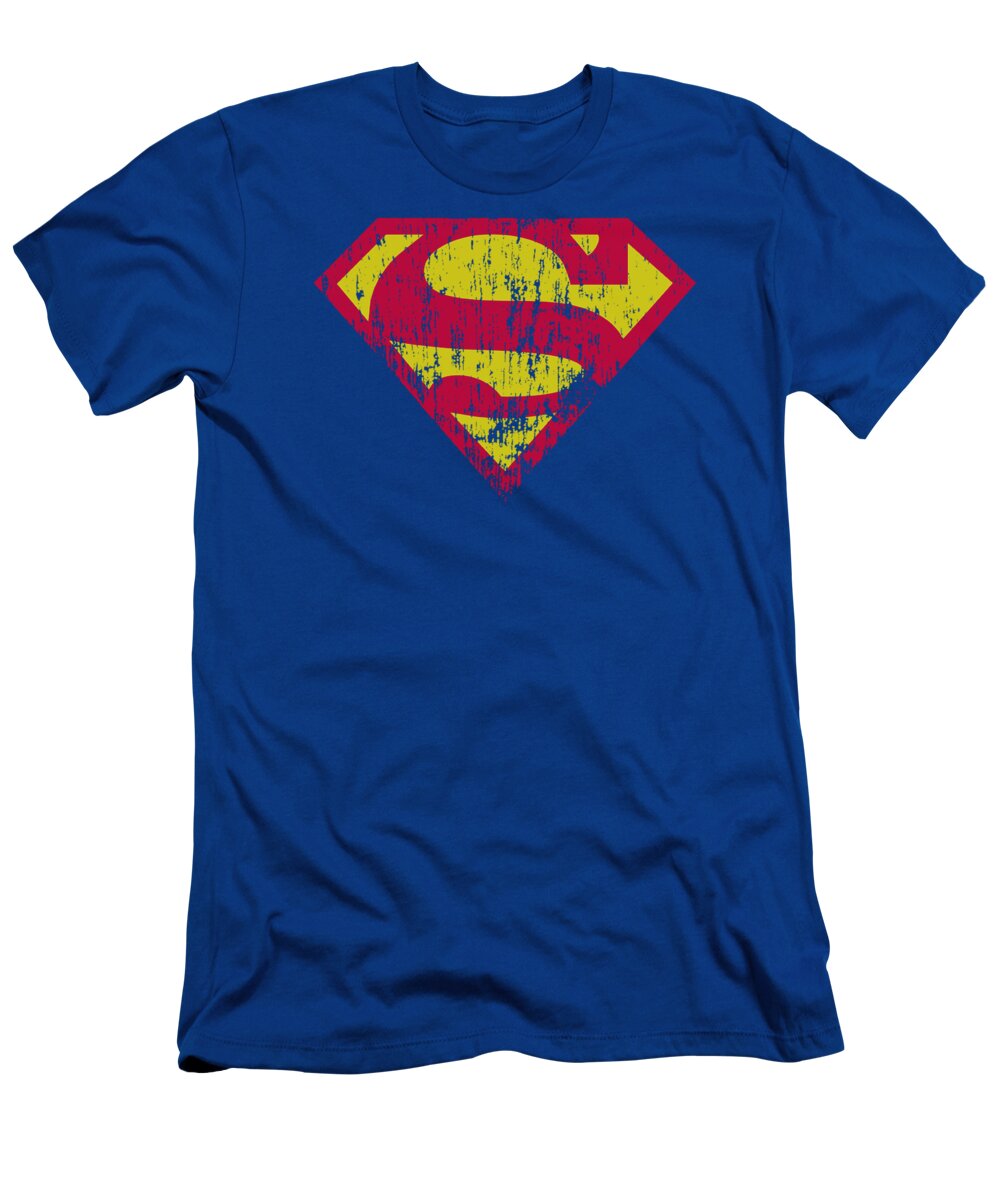 Superman T-Shirt featuring the digital art Superman - Classic Logo Distressed #1 by Brand A