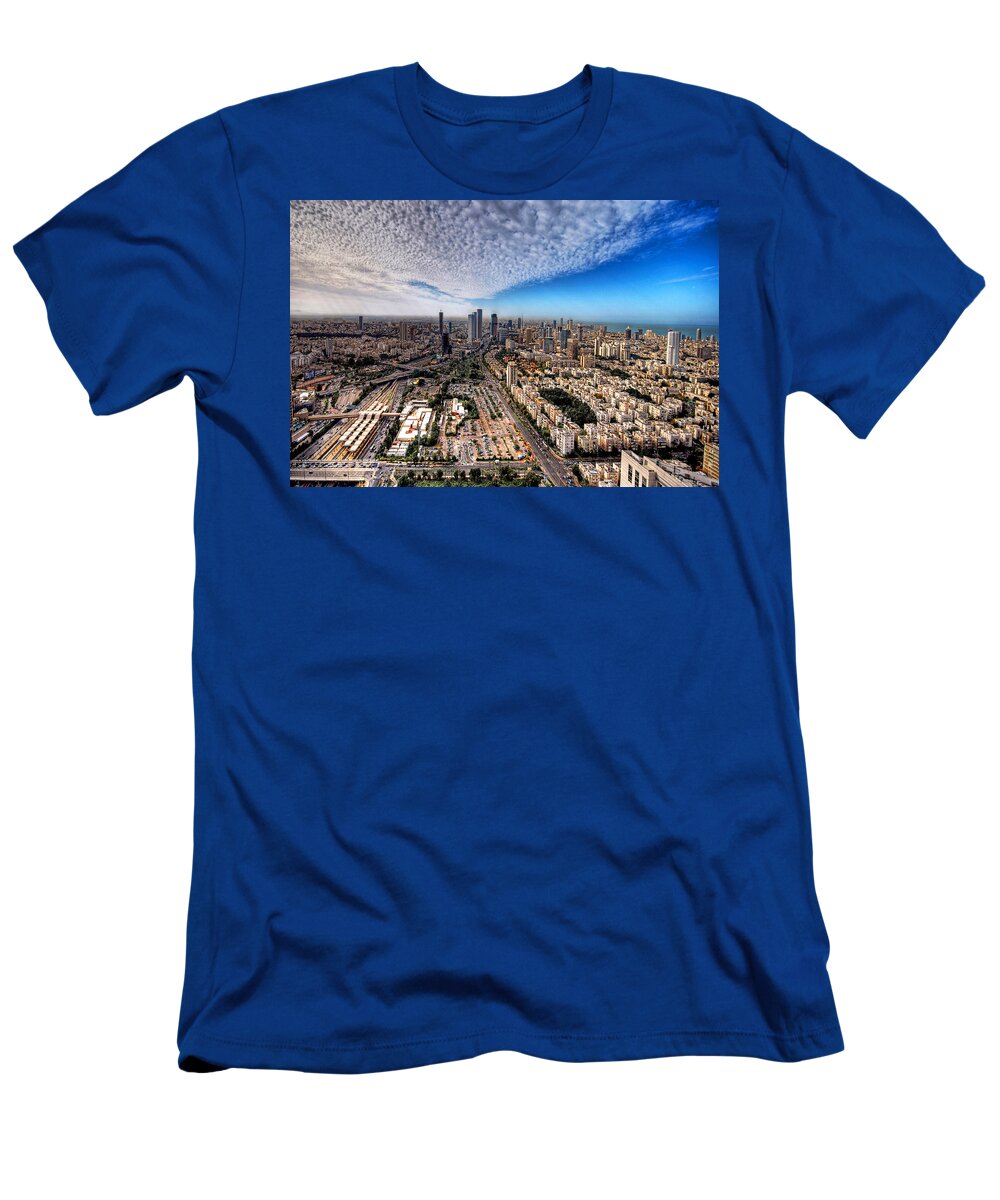 Tel Aviv T-Shirt featuring the photograph Tel Aviv Skyline by Ron Shoshani