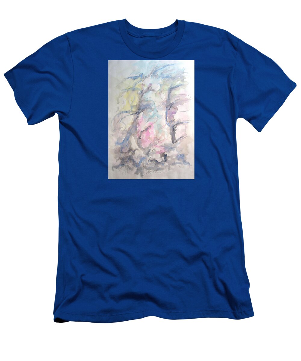 Two Trees In The Wind T-Shirt featuring the painting Two Trees in the Wind by Esther Newman-Cohen