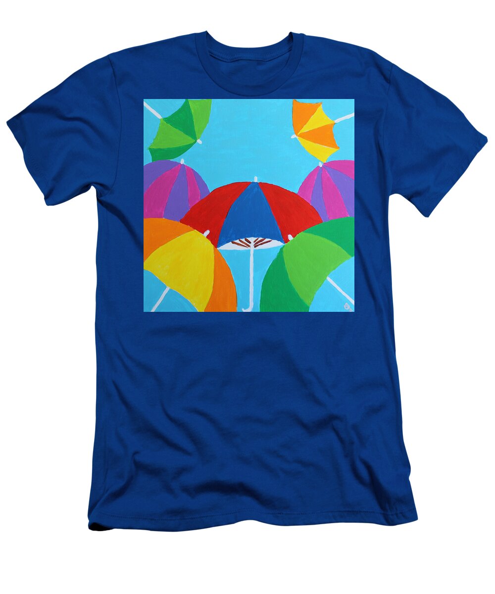 Umbrellas T-Shirt featuring the painting Umbrellas by Deborah Boyd