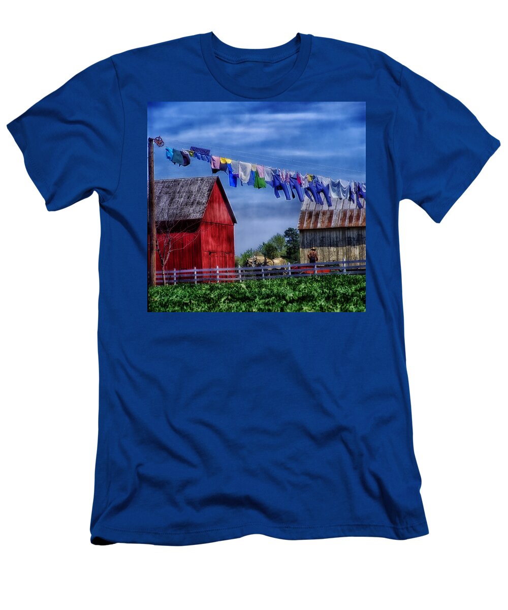 Amish T-Shirt featuring the photograph Wash Day by Mountain Dreams