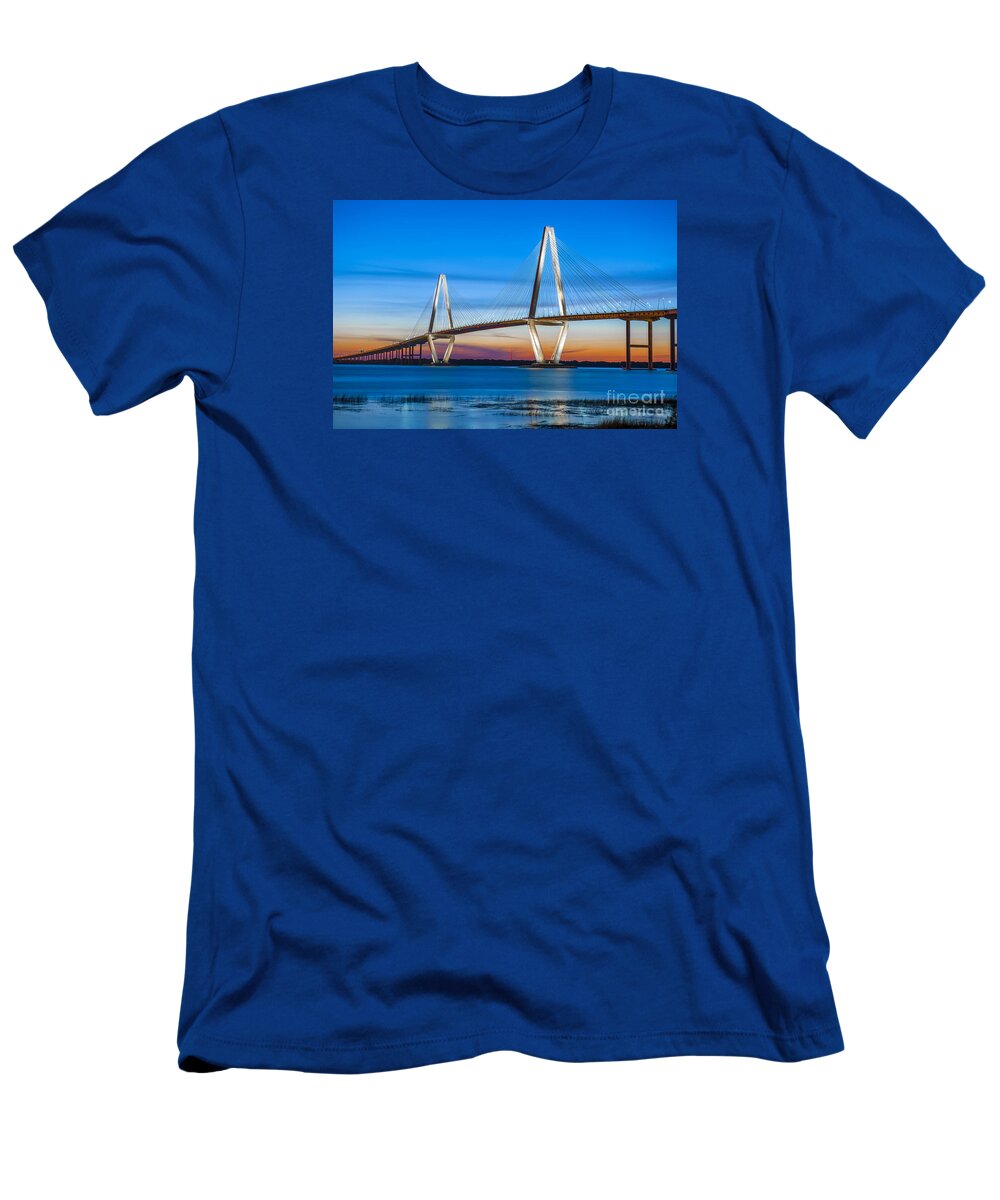 Bridge T-Shirt featuring the photograph Charleston Arthur Ravenel Bridge by Dale Powell