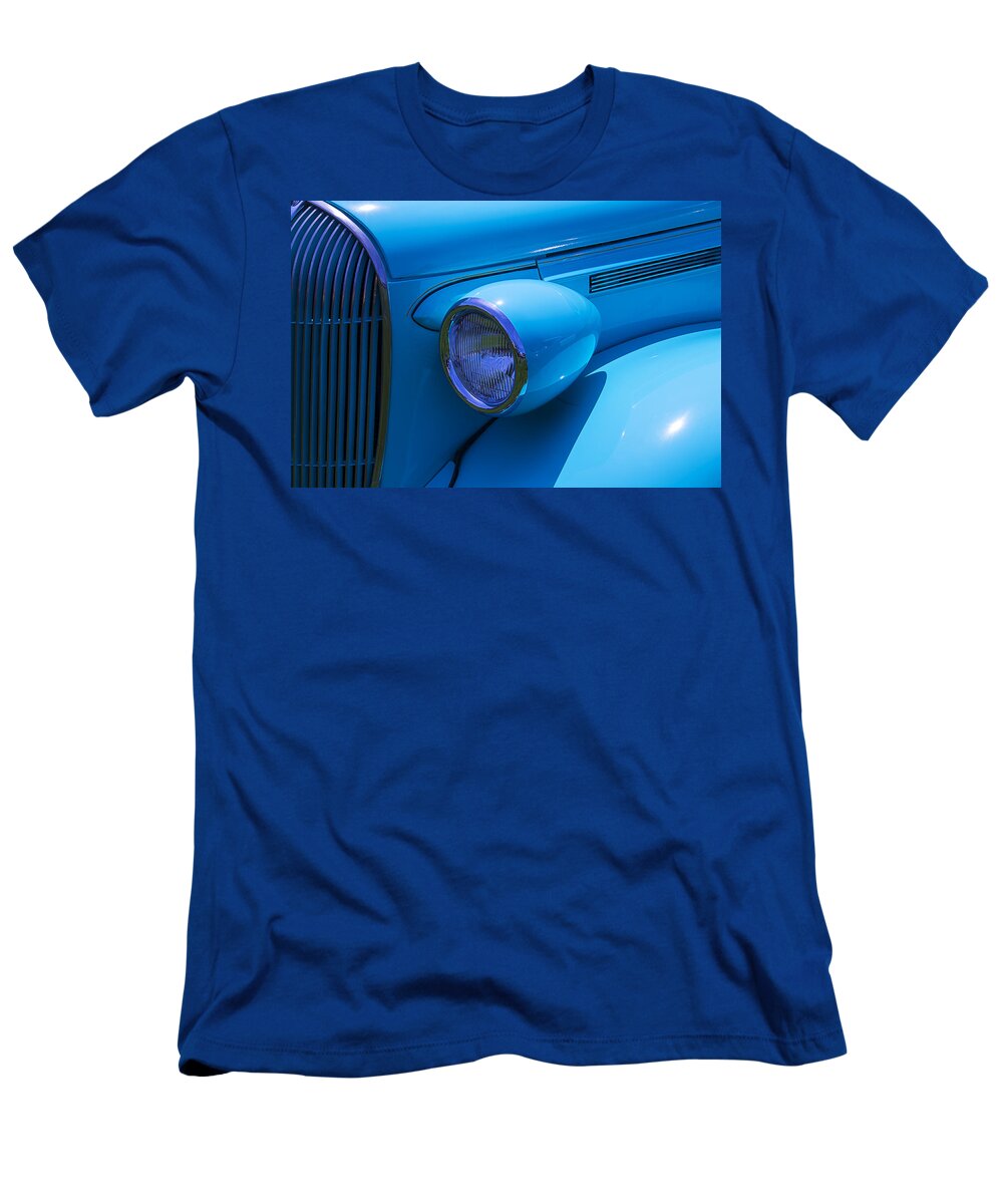 1938 Blue Plymouth Coupe T-Shirt featuring the photograph 1938 Blue Plymouth Coupe by Garry Gay
