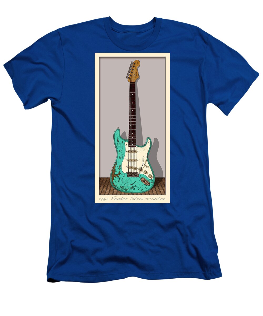 Fender Stratocaster T-Shirt featuring the digital art 1963 by WB Johnston