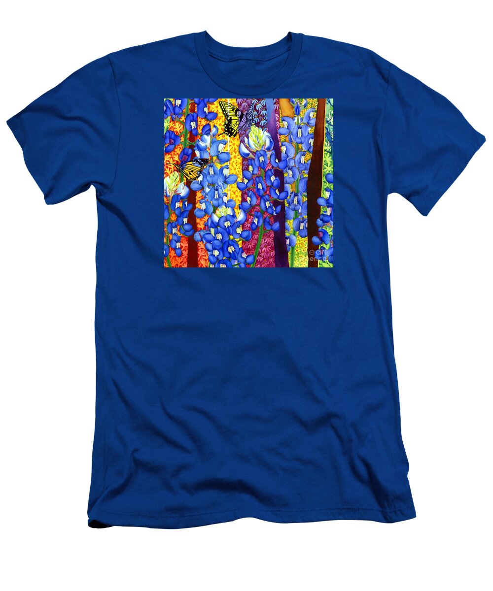 Bluebonnet T-Shirt featuring the painting Bluebonnet Garden - In Bloom by Hailey E Herrera