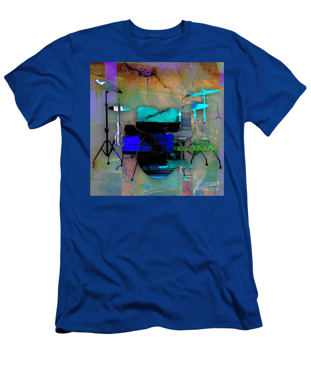 Drums T-Shirt featuring the mixed media Drums #1 by Marvin Blaine