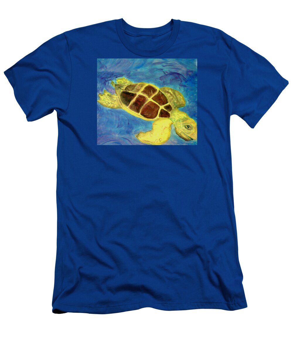 Loggerhead Turtle T-Shirt featuring the painting Loggerhead Freed by Suzanne Berthier