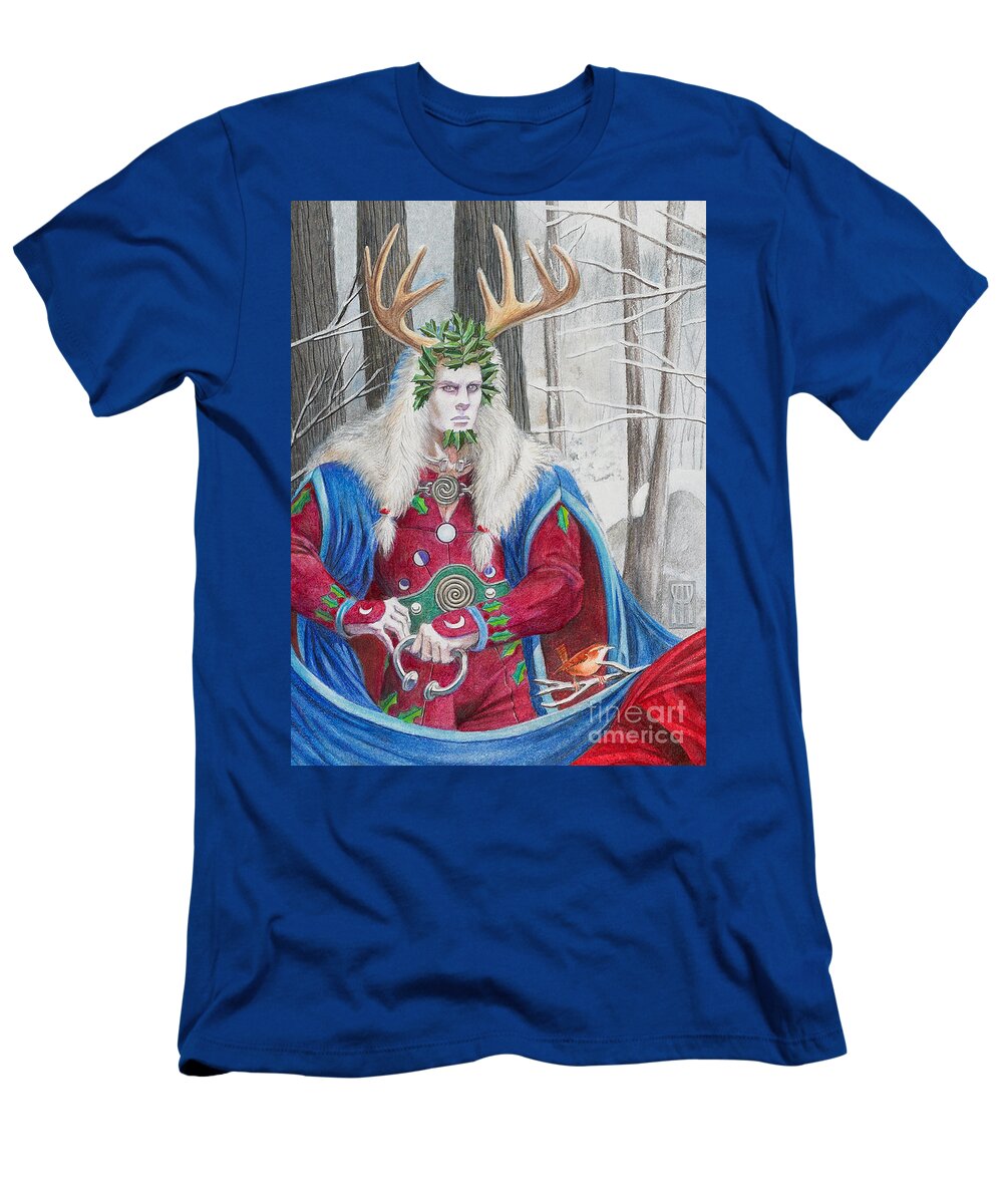 Pagan T-Shirt featuring the painting The Holly King #2 by Melissa A Benson