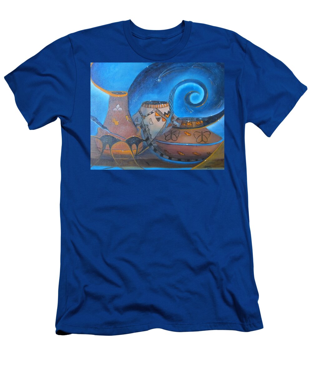 Curvismo T-Shirt featuring the painting Spirit Legends #2 by Sherry Strong