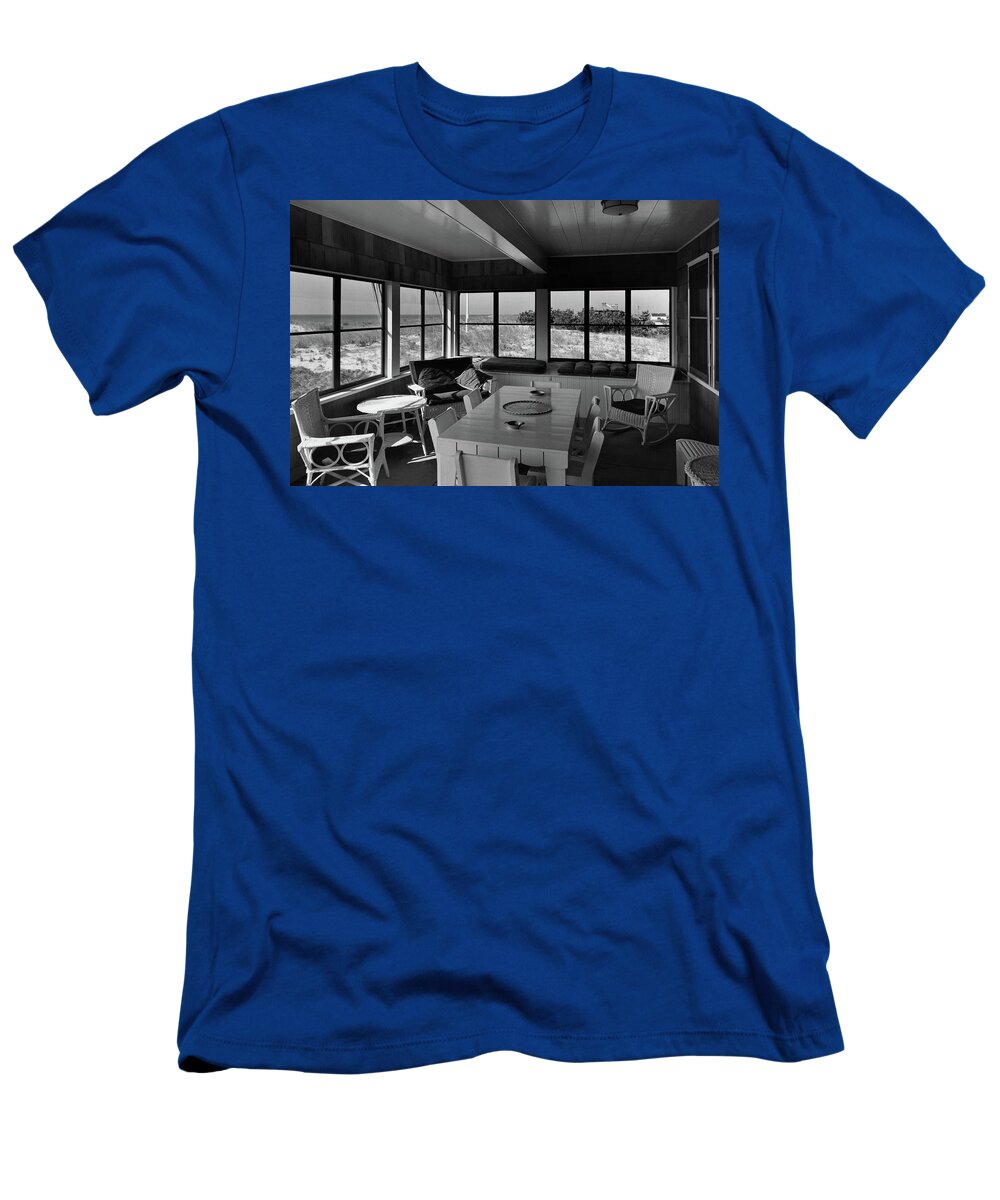 Home T-Shirt featuring the photograph A Covered Porch With A View by Gottscho-Schleisner