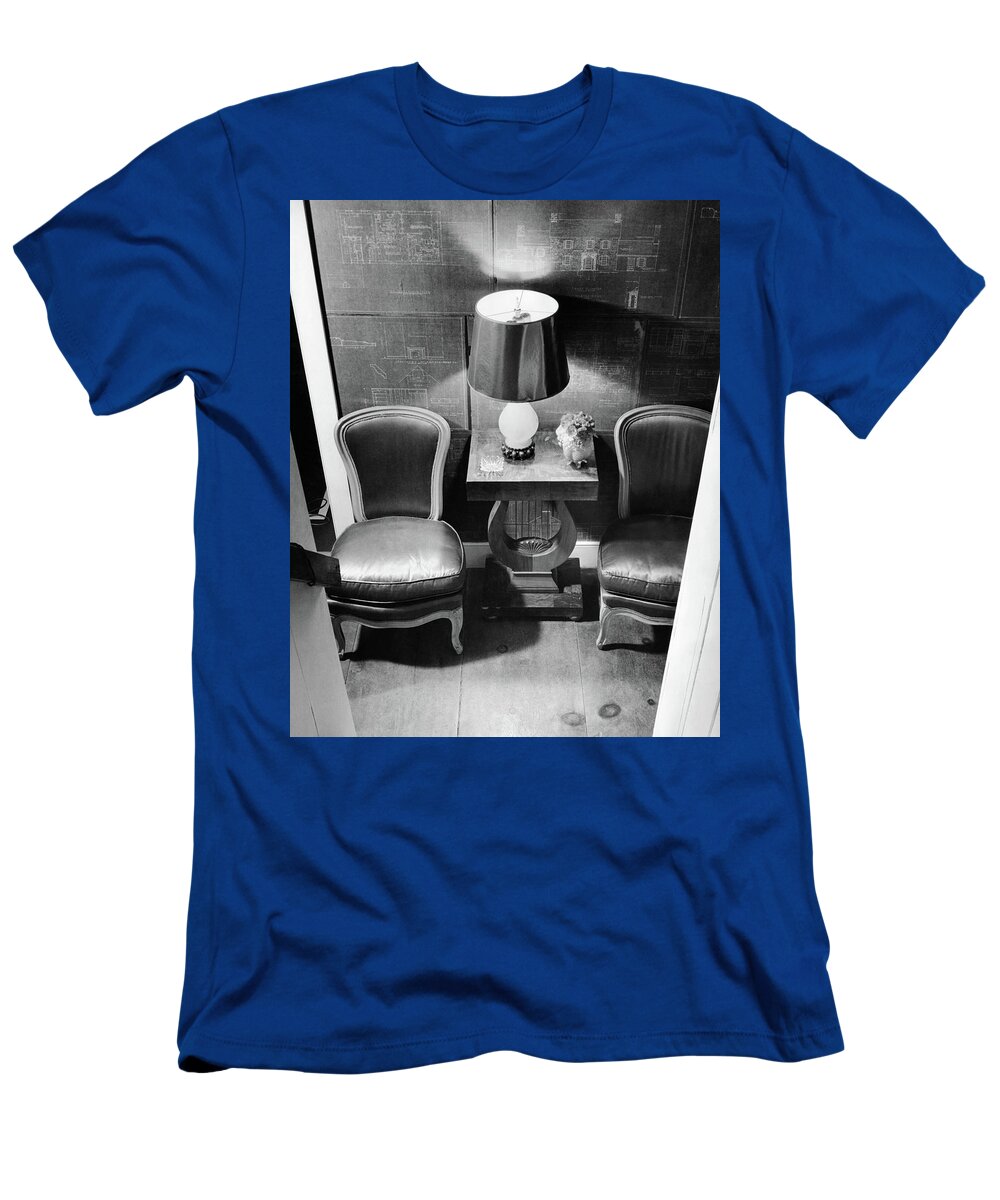Interior T-Shirt featuring the photograph A Hallway With Blueprints by Jacob Lofman