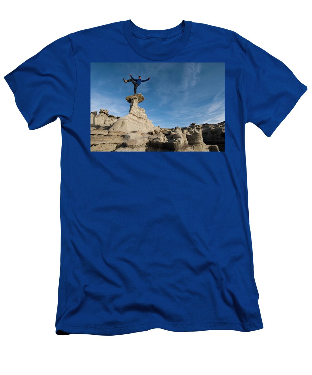 45-49 Years T-Shirt featuring the photograph A Man Hiking And Exploring The Complex by Kennan Harvey
