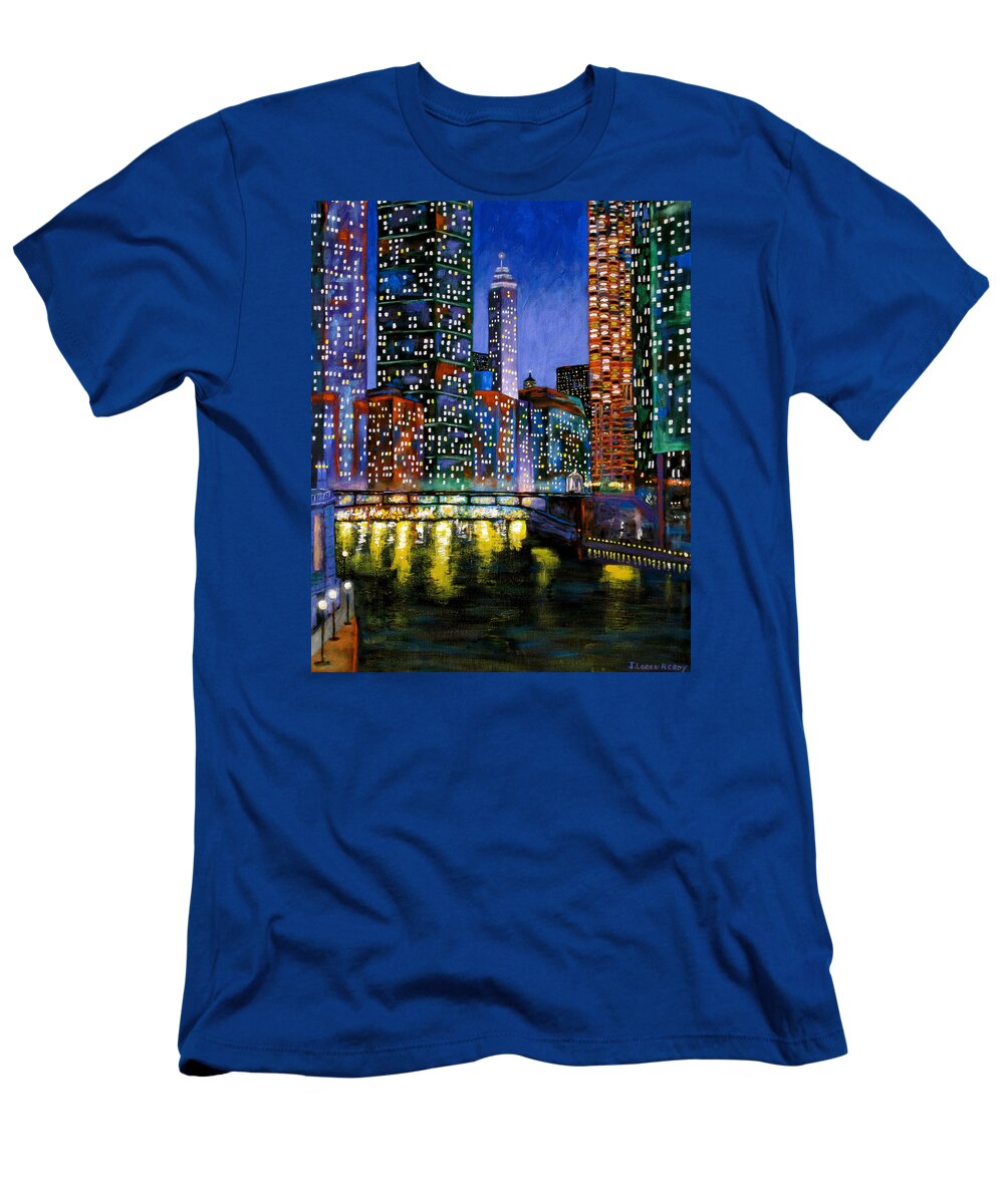Chicago River Painting T-Shirt featuring the painting A River Runs Through It by J Loren Reedy