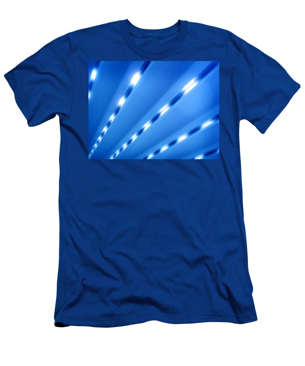 Blue Abstract Photography T-Shirt featuring the photograph Blue Abstract Photography - Light Tunnel by Modern Abstract