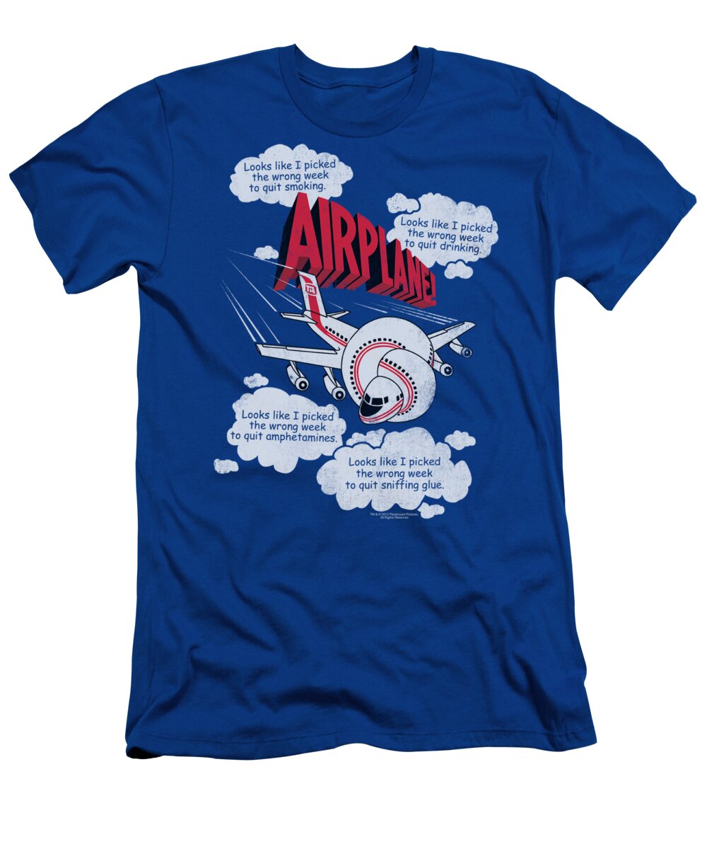 Airplane T-Shirt featuring the digital art Airplane - Picked The Wrong Day by Brand A