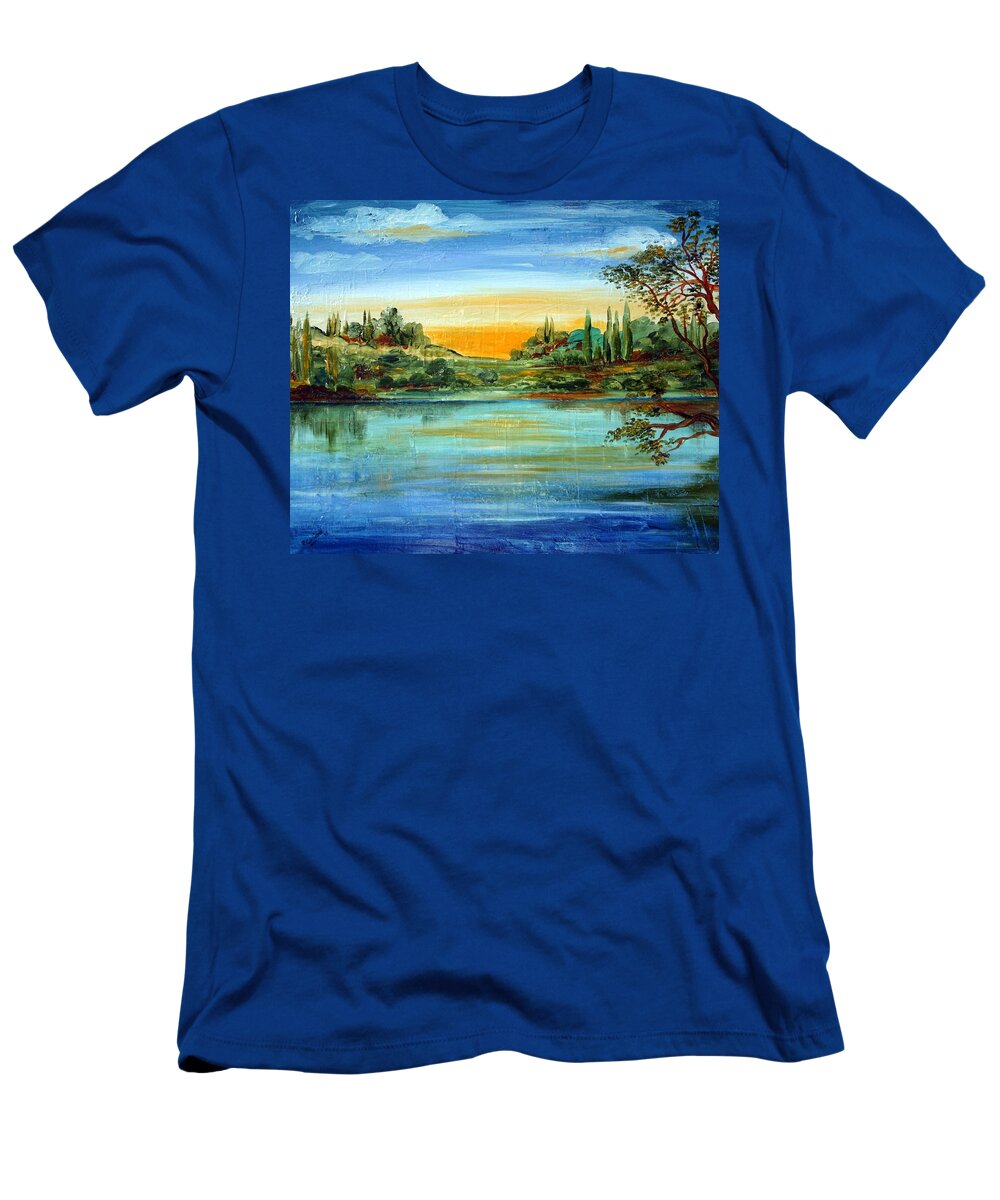 Lake T-Shirt featuring the painting Alba Sul Lago by Roberto Gagliardi