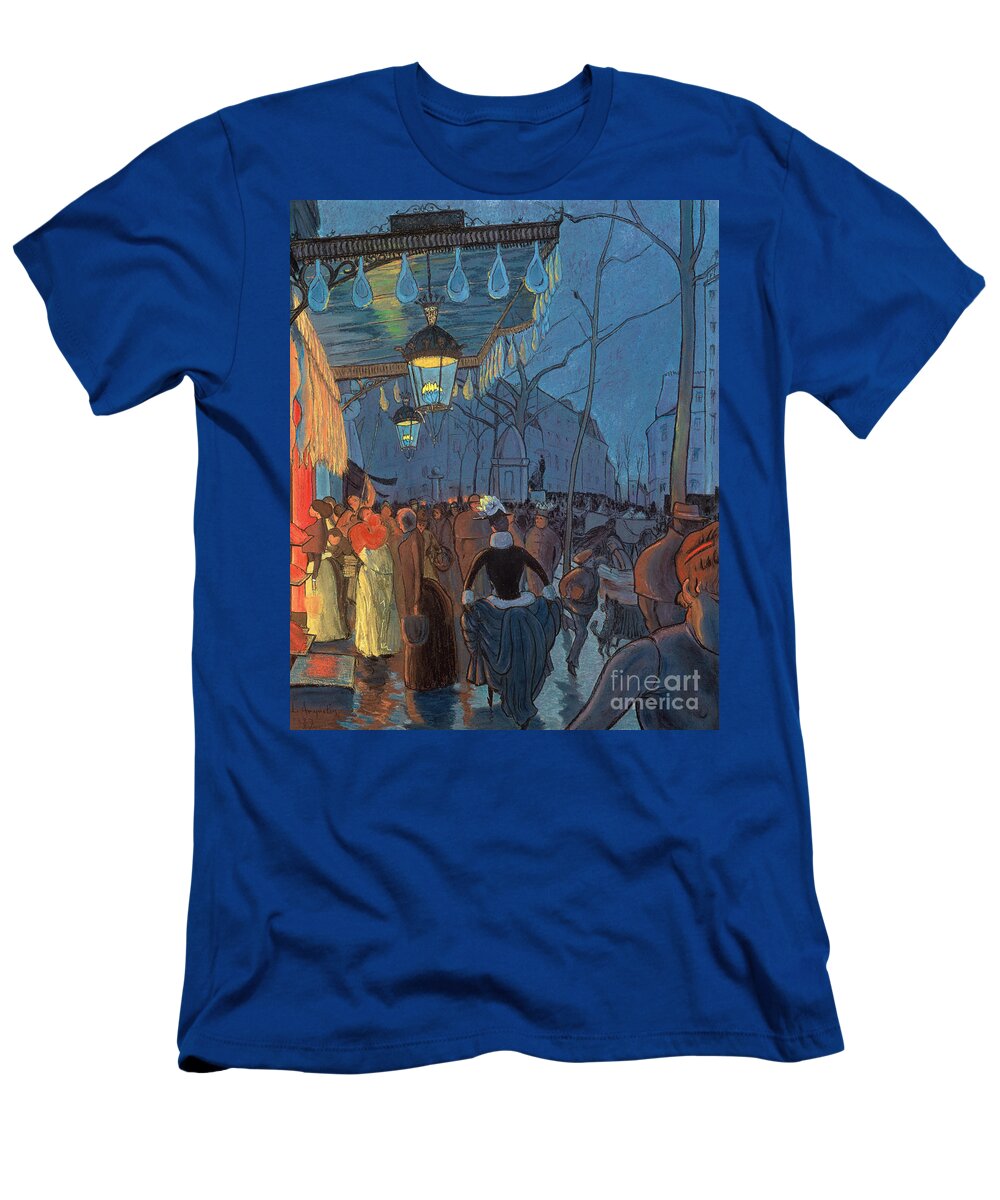 Evening T-Shirt featuring the pastel Avenue de Clichy Paris by Louis Anquetin