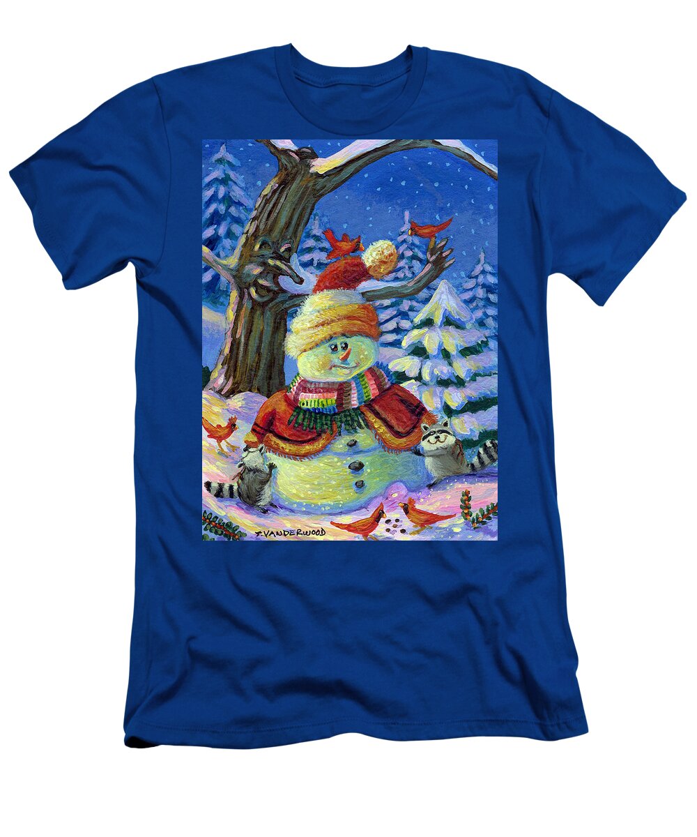 Cardinals T-Shirt featuring the painting Best Christmas Friends Ever by Jacquelin L Vanderwood Westerman