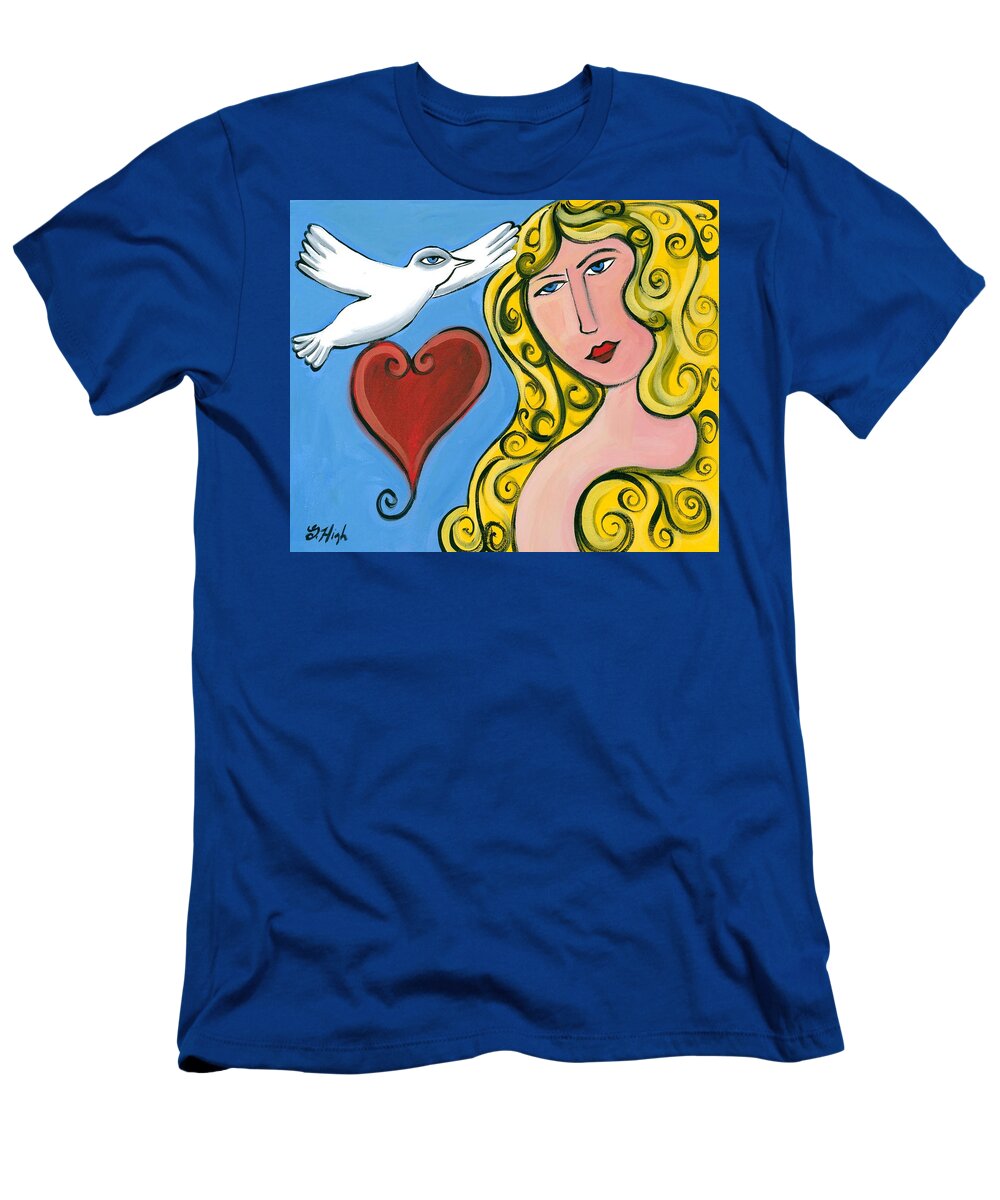 White Dove T-Shirt featuring the painting Birth of Eve by Gerry High