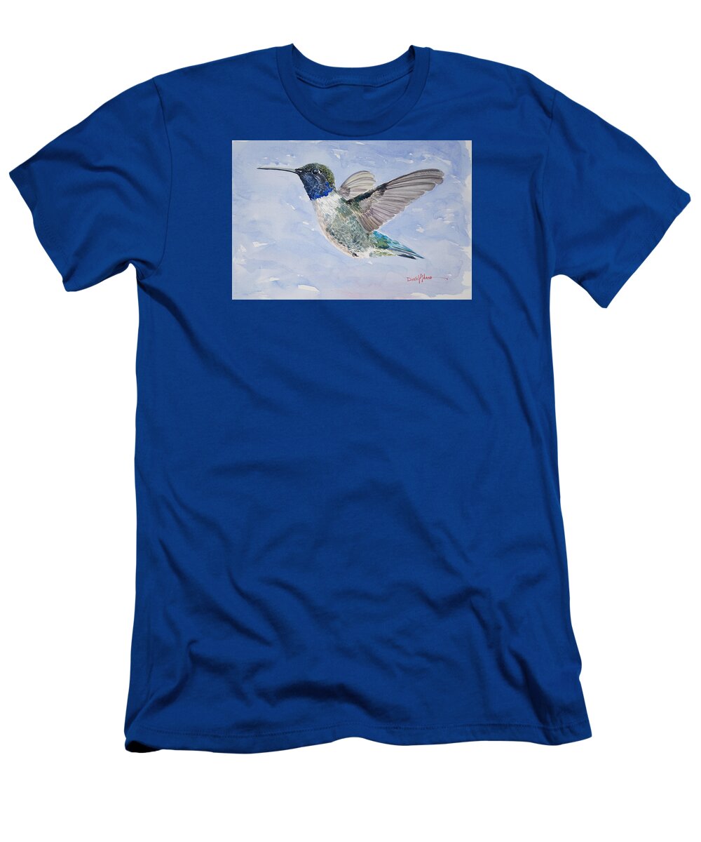 Bird T-Shirt featuring the painting DA194 Black Chinned Hummingbird by Daniel Adams by Daniel Adams