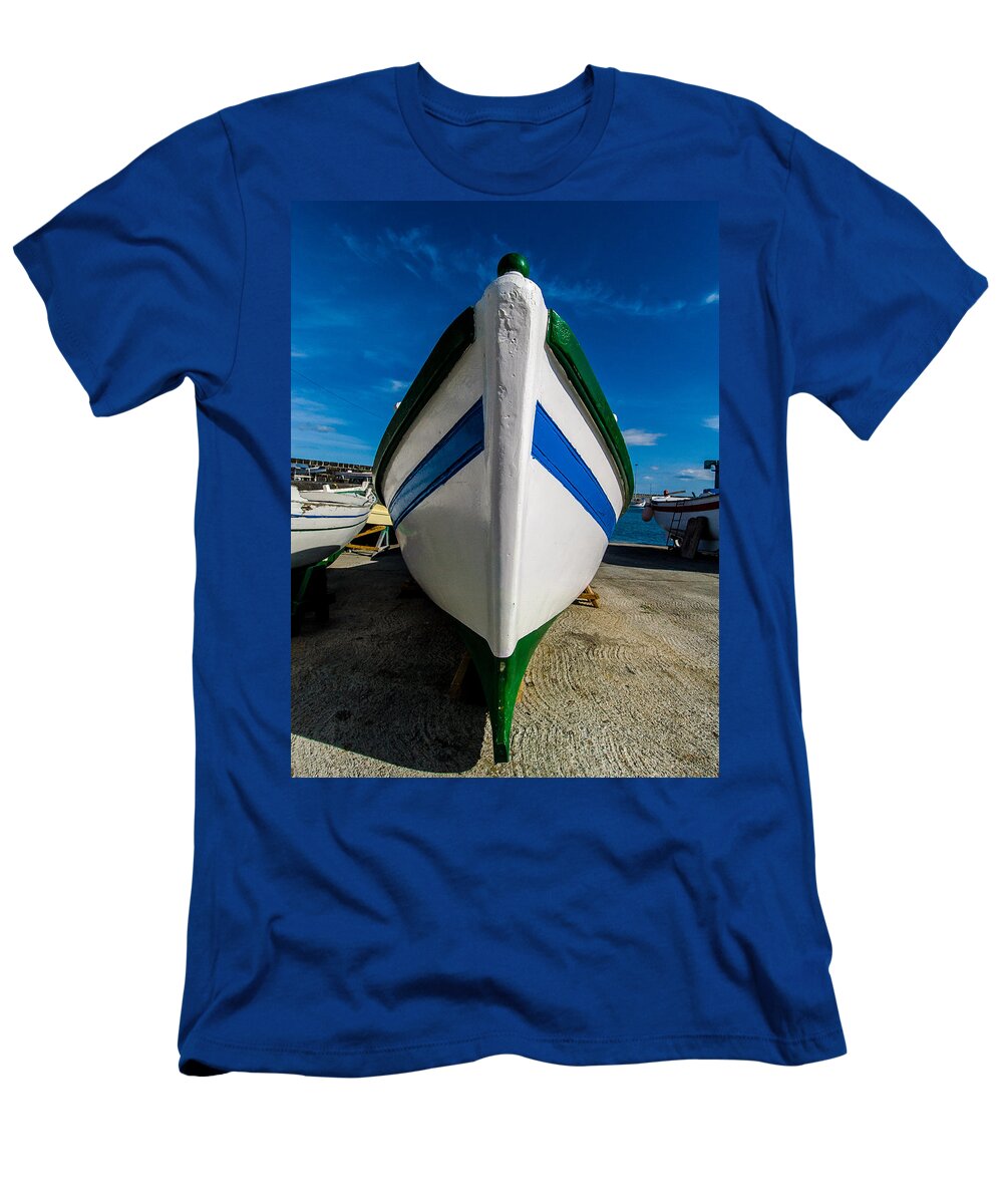 Angler T-Shirt featuring the photograph Blue And Green Boat by Joseph Amaral