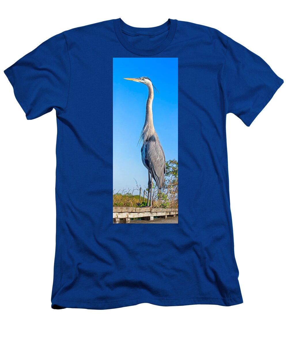 Great Blue Heron T-Shirt featuring the photograph Blue Bliss by Mark Andrew Thomas