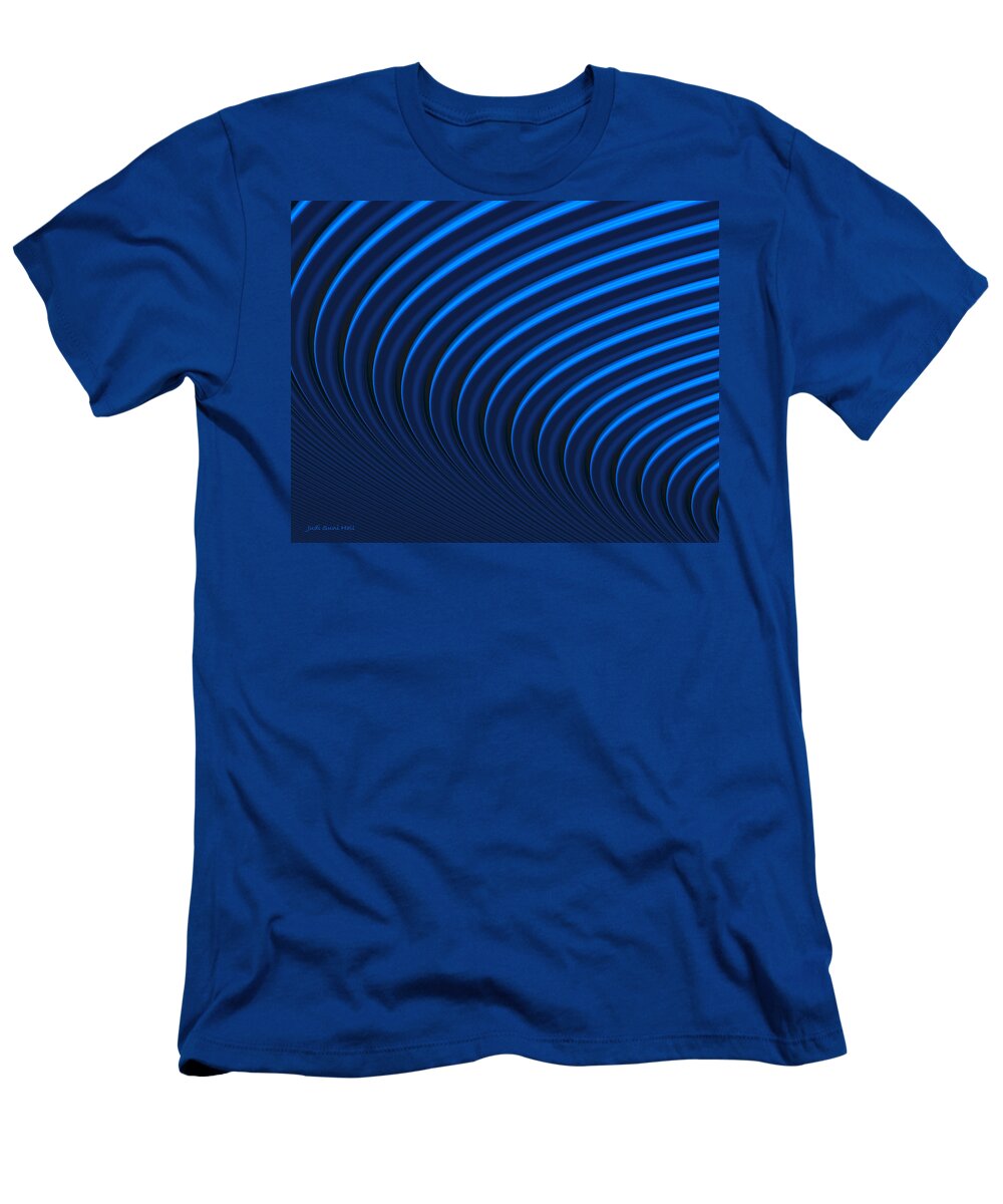Blue T-Shirt featuring the digital art Blue Curves by Judi Suni Hall