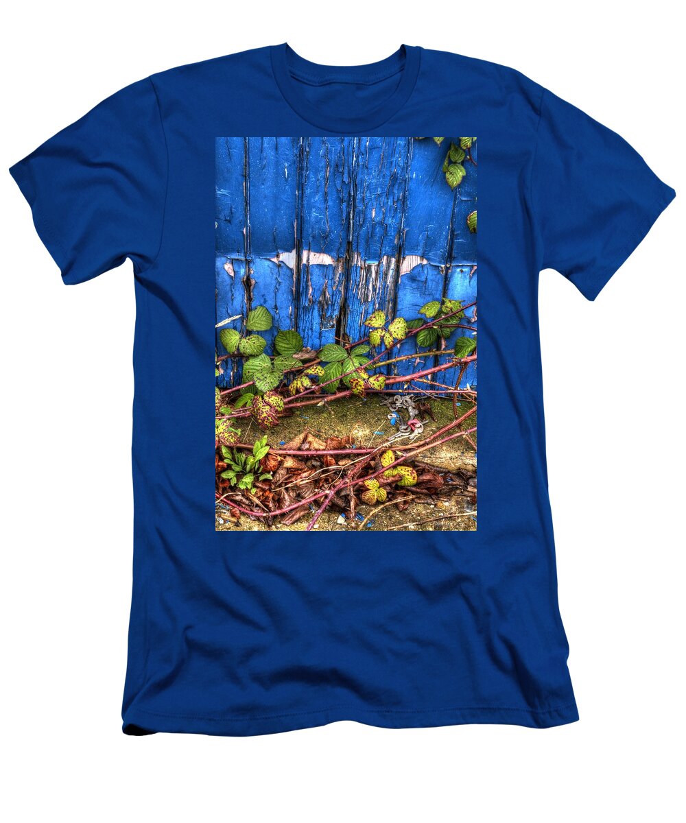 Blue T-Shirt featuring the photograph Blue door by Spikey Mouse Photography