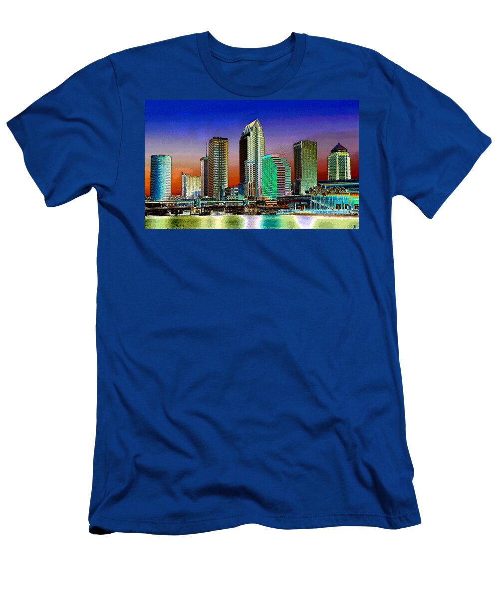 Art T-Shirt featuring the painting Tampa A Blue Sky City original work by David Lee Thompson