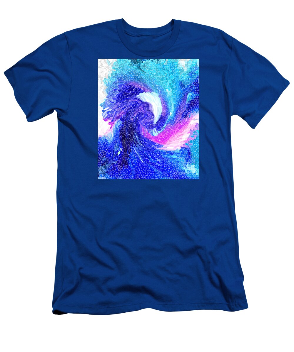 Abstract Digital Art T-Shirt featuring the digital art Blue Vortex by Mariarosa Rockefeller