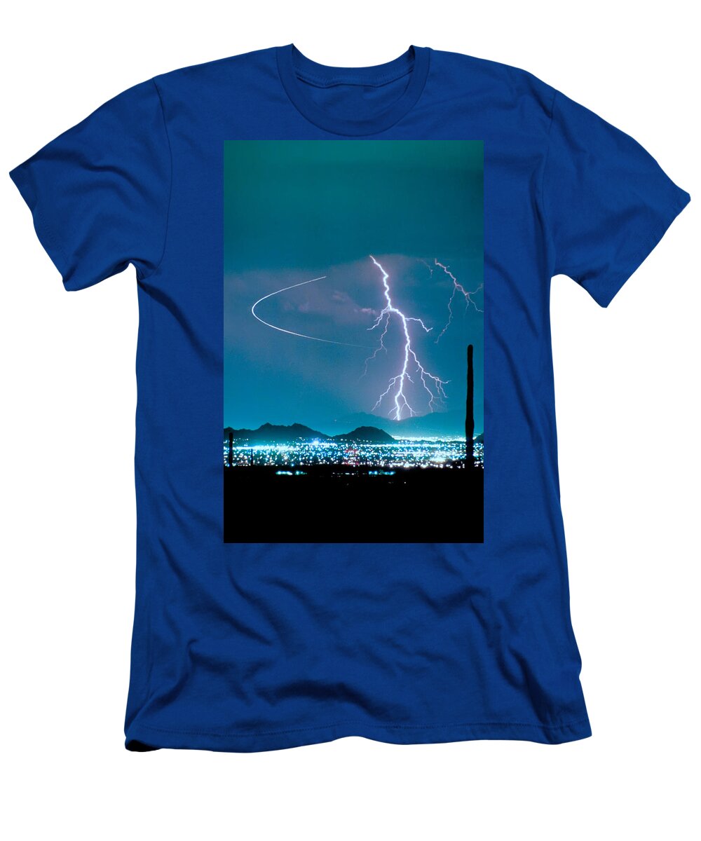 Lightning T-Shirt featuring the photograph Bo Trek The Lightning Man by James BO Insogna
