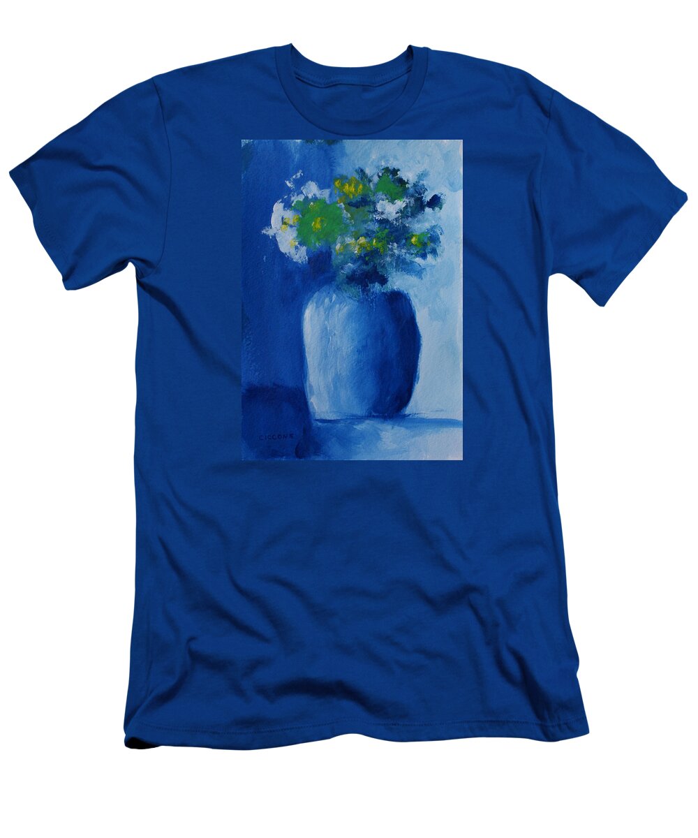Floral T-Shirt featuring the painting Bouquet in Blue Shadow by Jill Ciccone Pike