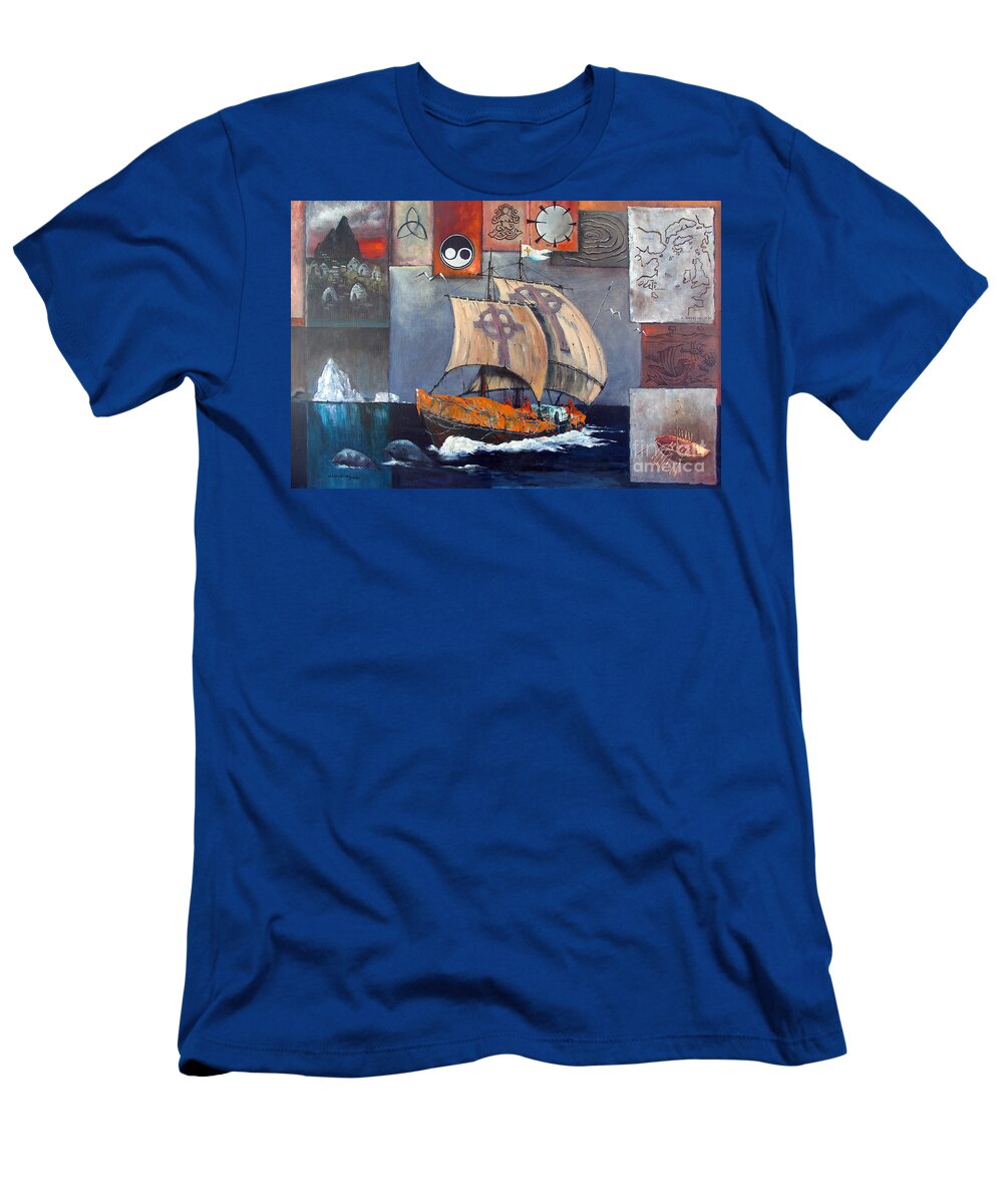Val T-Shirt featuring the painting Brendan Voyage by Val Byrne