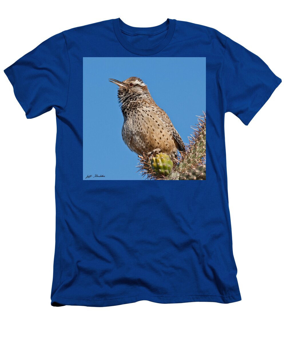 Animal T-Shirt featuring the photograph Cactus Wren Singing by Jeff Goulden