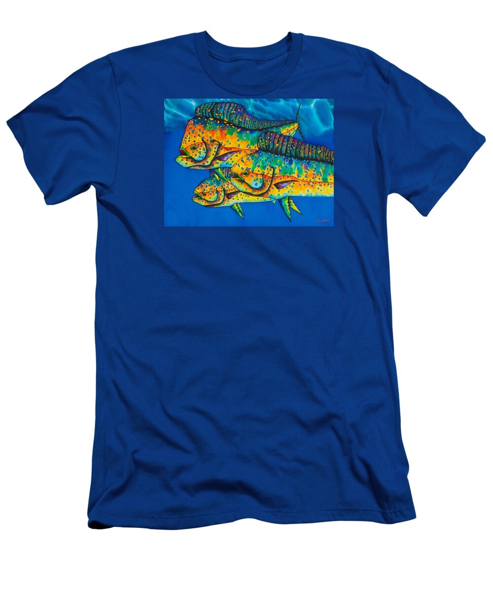 Mahi Mahi T-Shirt featuring the painting Caribbean Mahi Mahi - Dorado Fish by Daniel Jean-Baptiste
