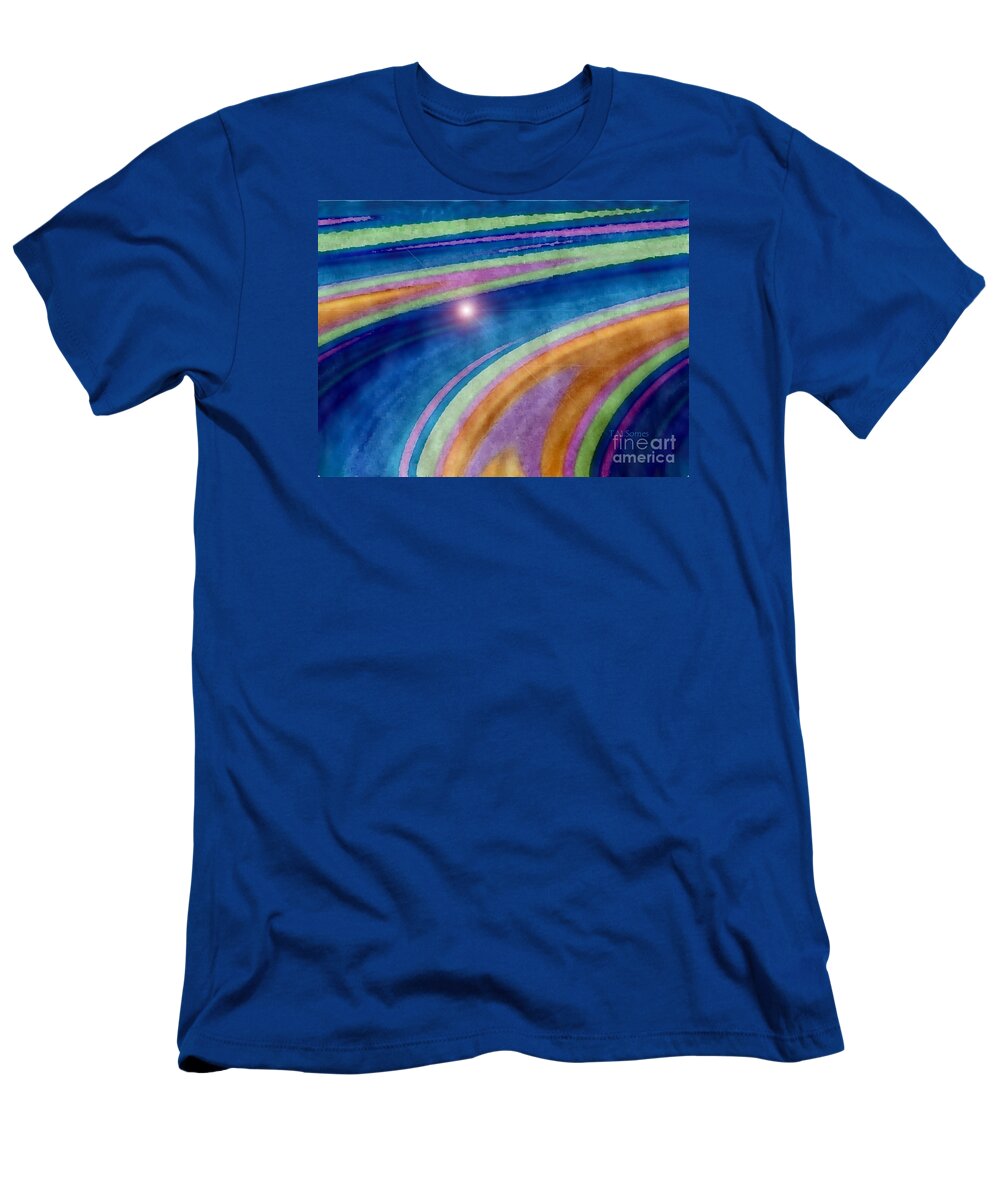 Watercolor Painting T-Shirt featuring the mixed media Celestial Highway 3 by Toni Somes