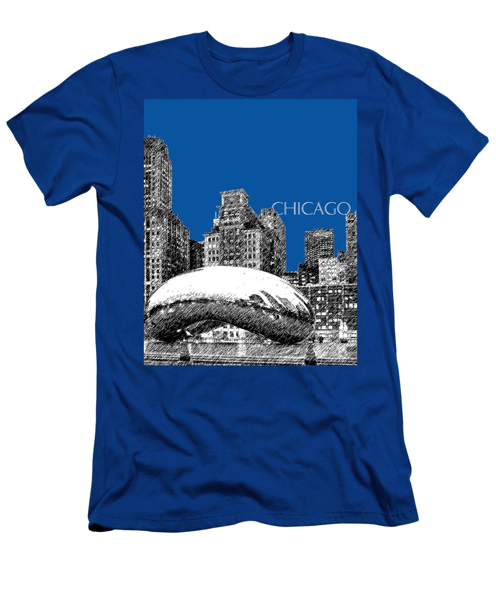 Architecture T-Shirt featuring the digital art Chicago The Bean - Royal Blue by DB Artist