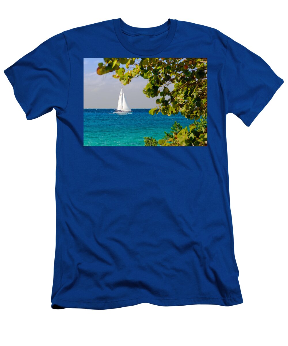 Cozumel T-Shirt featuring the photograph Cozumel Sailboat by Mitchell R Grosky