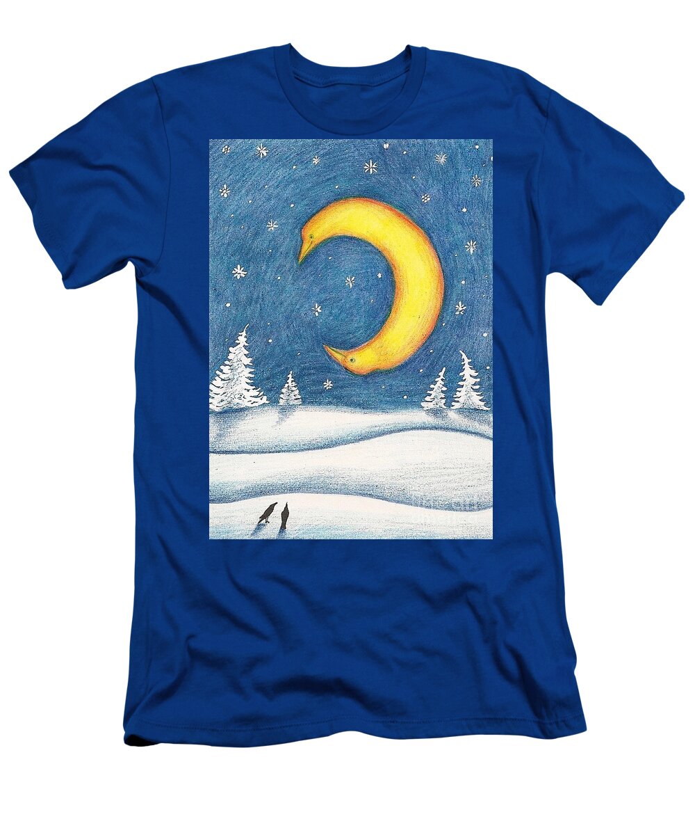 Print T-Shirt featuring the painting Crescent Moon by Margaryta Yermolayeva