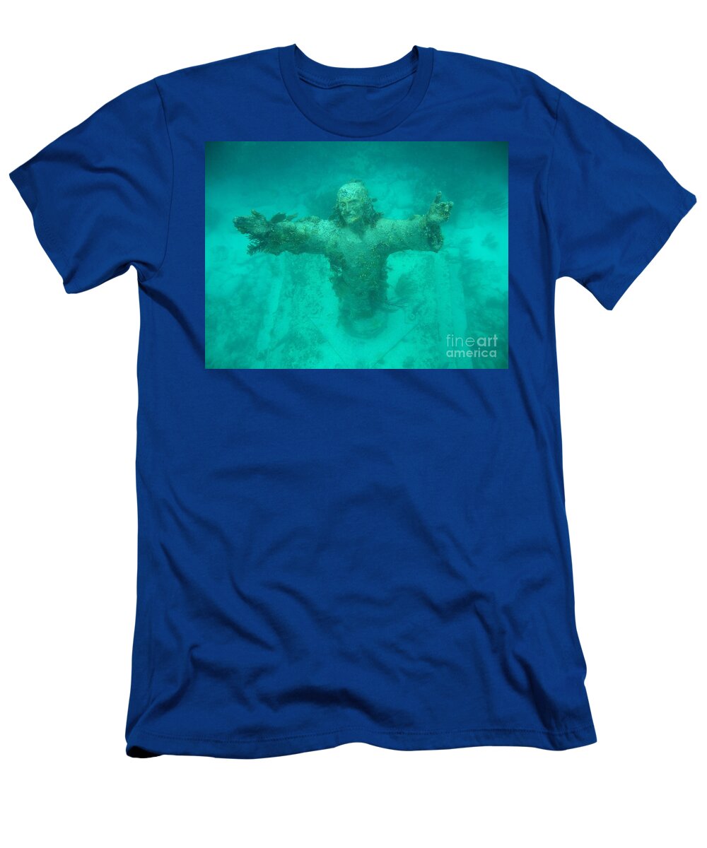 Christ Of The Abyss T-Shirt featuring the photograph Christ Of The Abyss by Adam Jewell