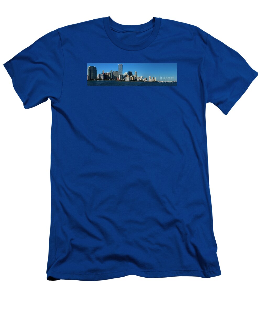  Miami T-Shirt featuring the photograph Downtown Miami Panorama by Christiane Schulze Art And Photography