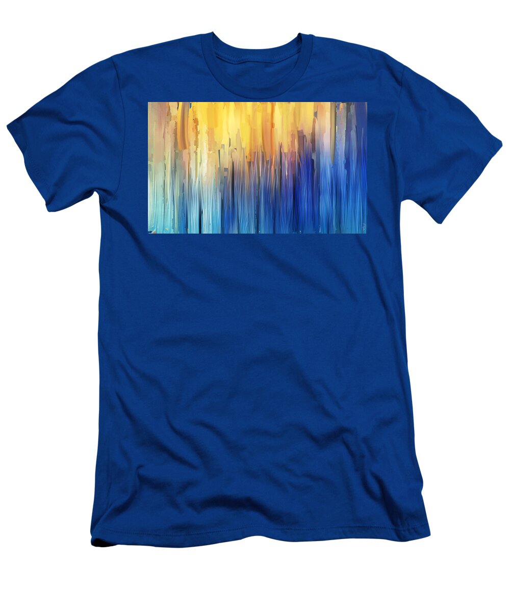 Blue T-Shirt featuring the painting Each Day Anew by Lourry Legarde