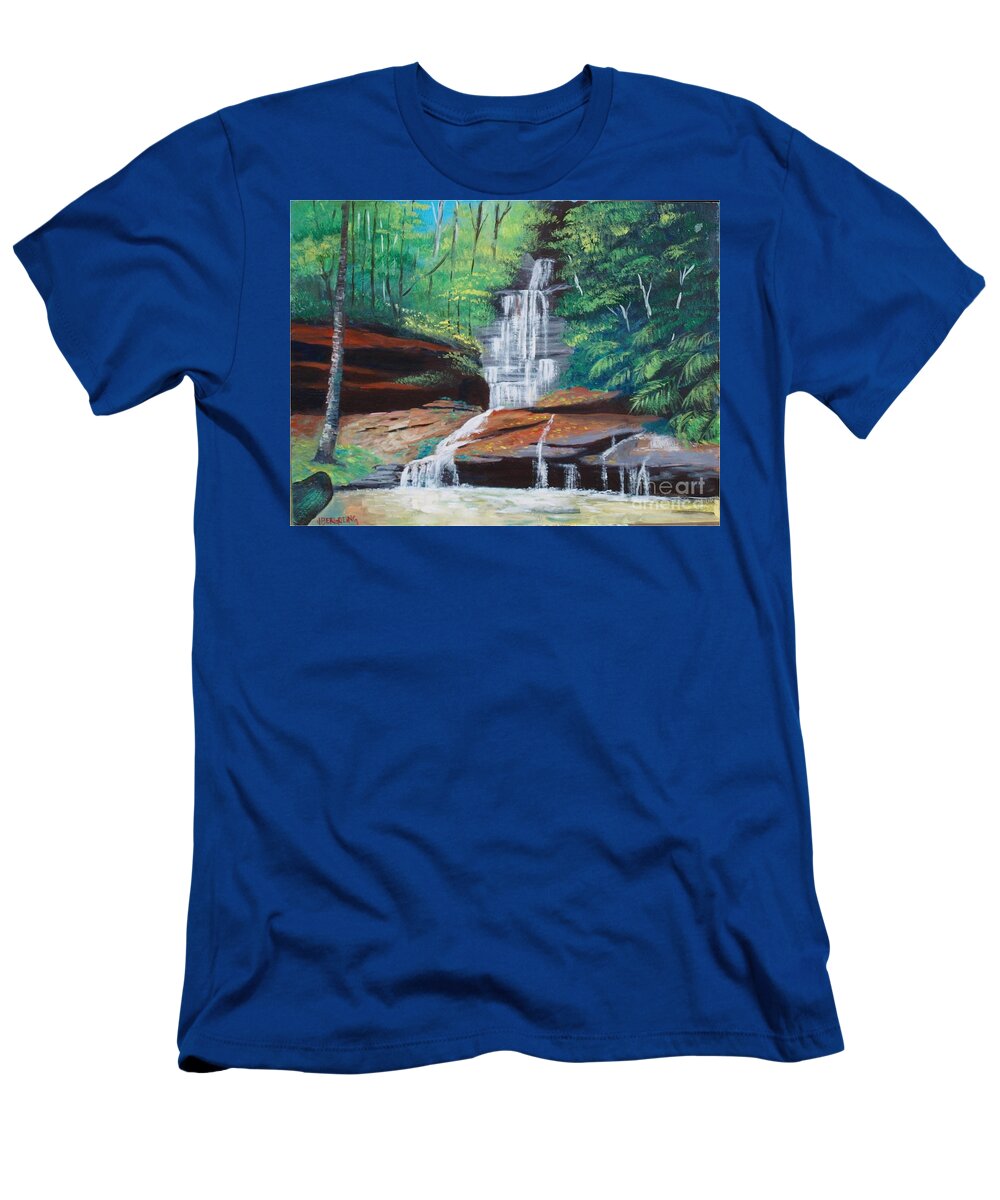 Water Falls T-Shirt featuring the painting Empress falls Australia by Jean Pierre Bergoeing