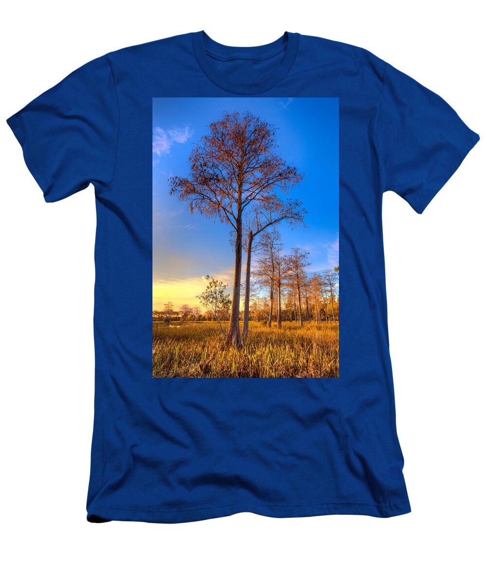 Clouds T-Shirt featuring the photograph Everglades at Sunset by Debra and Dave Vanderlaan