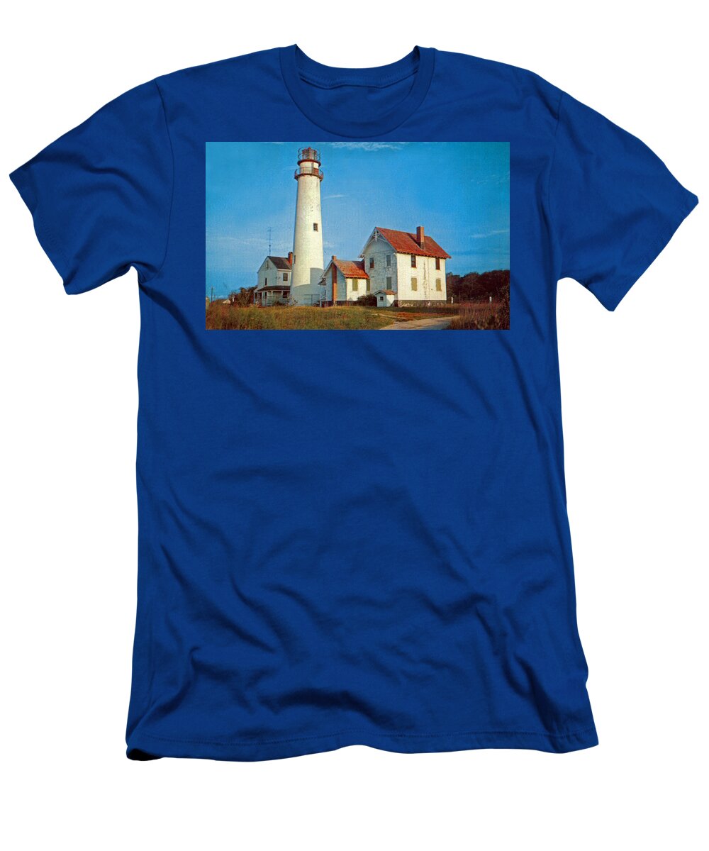 Delaware T-Shirt featuring the photograph Fenwick Island Lighthouse 1950 by Skip Willits