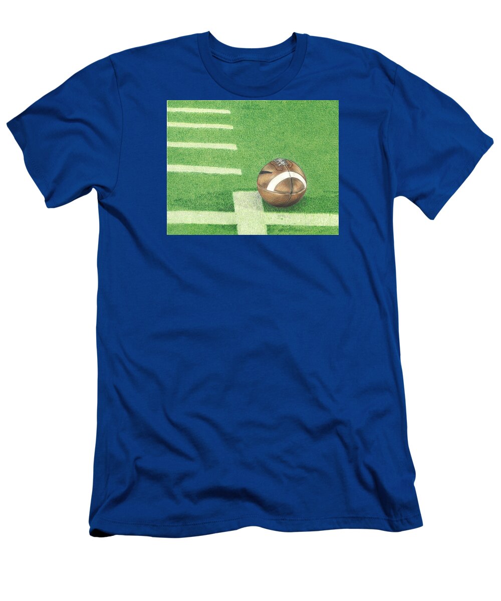 Football T-Shirt featuring the drawing First Down by Troy Levesque
