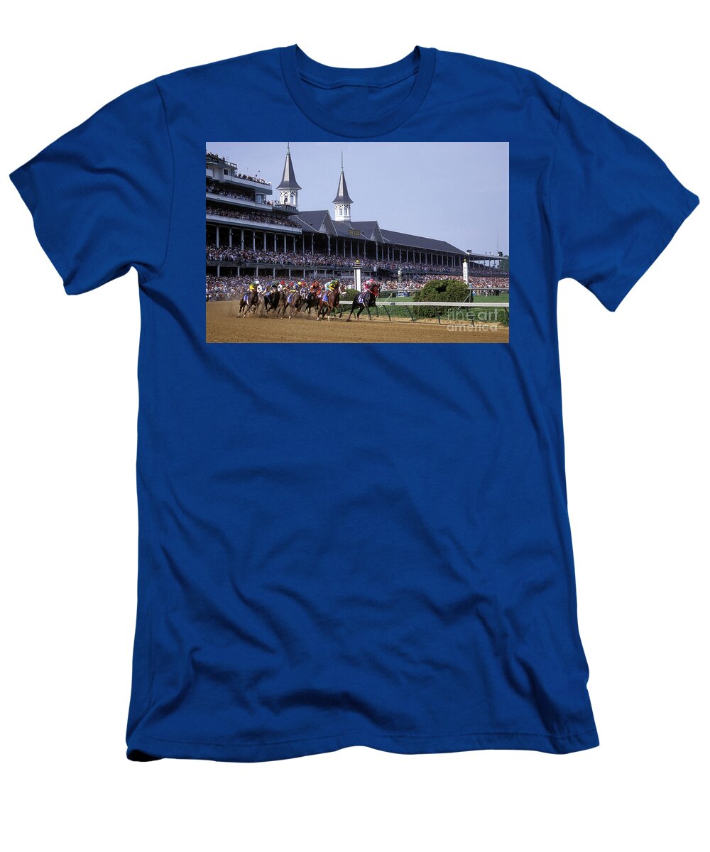 Thoroughbred T-Shirt featuring the photograph First Saturday in May - FS000544 by Daniel Dempster
