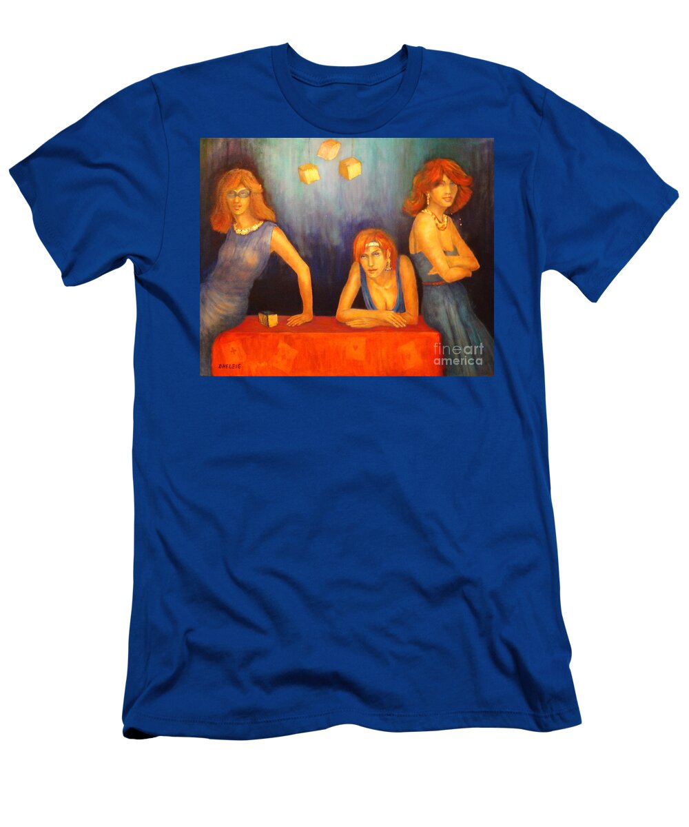 Lady Painting T-Shirt featuring the painting Game Table by Dagmar Helbig